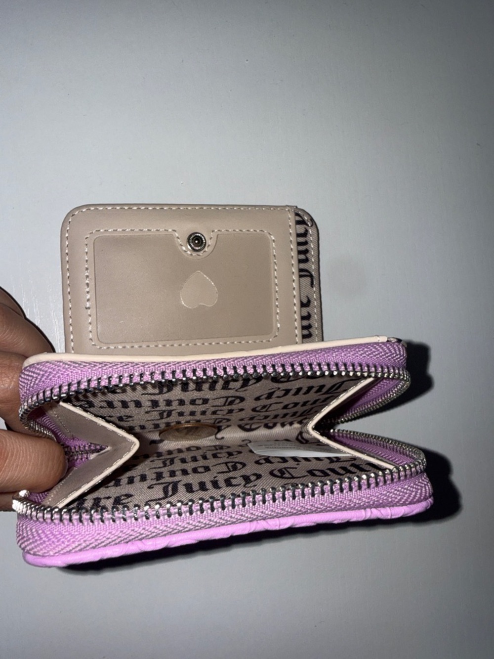 Juicy Couture Lavender Embossed Zip Wallet with Crystal JC Accent - Picture 4 of 5